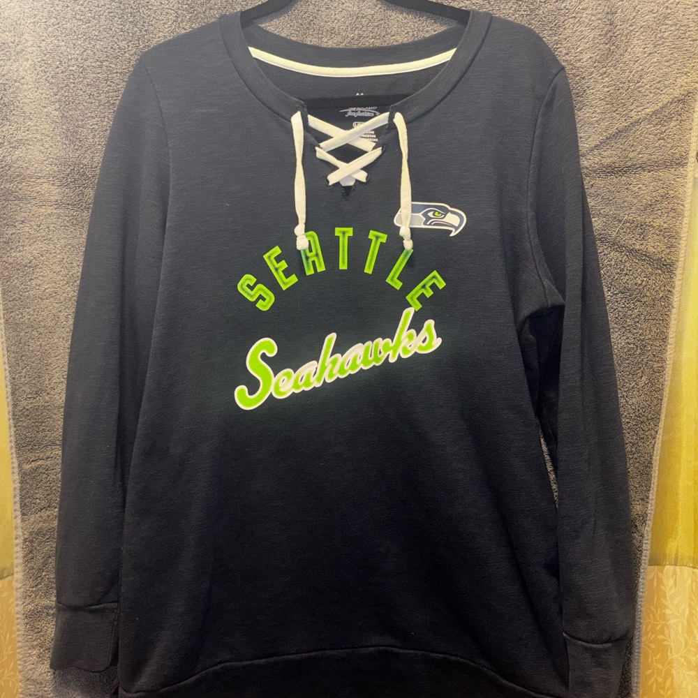 Seattle Seahawks Navy Lace-Up Sweatshirt
